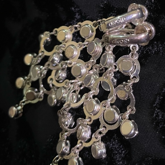 Vintage Avon Crystal Chandelier Earrings Sparkly - Picture 5 of 10